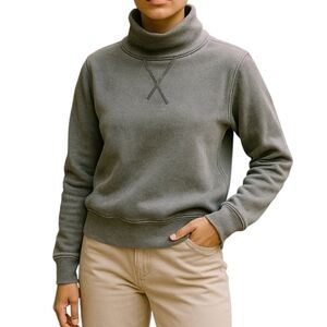 Madewell Mock Neck Cuffed Sweatshirt in Charcoal Slate Gray Size XXS